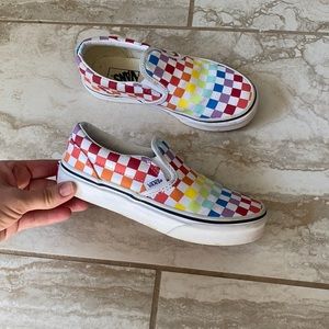 Rainbow Check Slip On Vans
